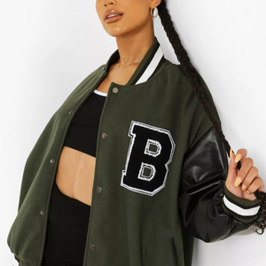 2025-26 Latest Arrival Best Quality Women's Varsity Jacket Breathable <b>Wool</b> <b>Cotton</b> Adults OEM Sale High Quality Oversize - Product Image 3