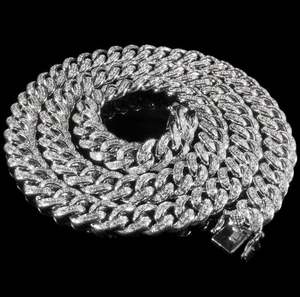 VVS1 Moissanite Miami <b>Cuban</b> <b>Link</b> VVS Moissanite Diamond <b>Cuban</b> <b>Chain</b>: Sterling <b>Silver</b> Hip Hop Jewelry - Product Image 2