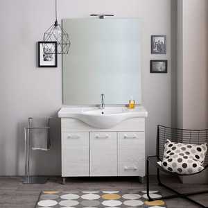 Espejo y Lámpara Ravenna con Mueble de Baño de Roble Blanco de 105 cm - Product Image 2