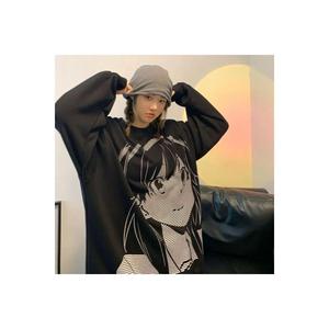 Nero Anime Vintage ragazza-coppia felpa a maniche lunghe