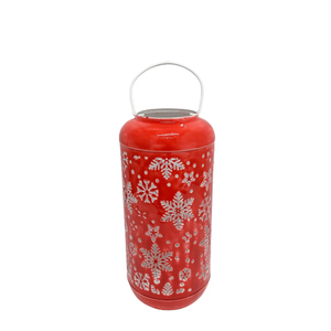 Lanterne ronde décorative en fer de noël avec poignée lanterne de camping couleur céramique rouge pour la décoration de la maison - Product Image 4