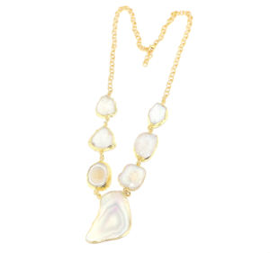 Collier en agate délicate, forme irrégulière, plaqué or 24 carats, cristal de guérison, pierre de naissance, bijoux pour femmes - Product Image 3