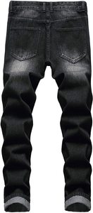 กางเกงยีนส์ขายาวของผู้ชายทรงสลิมผ้ายีนส์ทรงตรงผ้ายีนส์ขาดแบบวินเทจ - Product Image 3