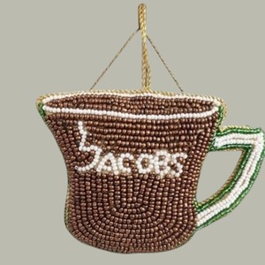 Ornement suspendu en forme de tasse moderne, fait à la main avec du fil zari, pour la décoration intérieure, ornement suspendu en forme de tasse décoratif - Product Image 2