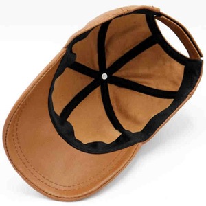 หมวกเบสบอลทำจากหนังสำหรับผู้ชาย6แผงแบบสั่งทำหมวกเบสบอลหนัง PU - Product Image 3