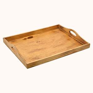 Plateau de service en bois rustique pour l'accueil à domicile, le petit-déjeuner, le café, les collations et la décoration, avec une construction robuste et une finition lisse - Product Image 5