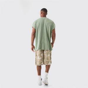 เสื้อยืดผ้าฝ้าย100% สำหรับผู้ชายเสื้อครอปไซส์ใหญ่พิเศษซักด้วยกรดสำหรับ2025เสื้อครอปแขนสั้นมีโลโก้ออกแบบได้ตามต้องการ - Product Image 2