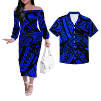 Polynésien Monstera Leaf Design Robe de soirée à la mode Femmes Élégante Robe mi-longue à manches courtes Robes à épaules dénudées