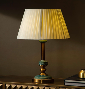 Simple and stylish modern brushed steel table <b>lamp</b> design, featuring a classic tapered drum fabric shade - Product Image 6