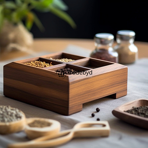 Boîte à épices en bois de qualité supérieure, faite à la main, écologique, finition de qualité alimentaire, lavable au lave-vaisselle pour herbes, épices, assaisonnements Tradebyd - Product Image 3
