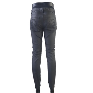 กางเกงยีนส์ผ้าแวกซ์ปักลายสไตล์วินเทจสำหรับฤดูหนาวสีดำ - Product Image 6