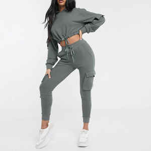 Conjunto de chándal de 2 piezas con cremallera para mujer informal a la moda personalizada al por mayor - Product Image 4