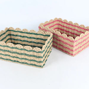 Elegante Cesta de Almacenamiento Rectangular de Pasto Marino, Decoración Natural para el Hogar en Verde - Product Image 1