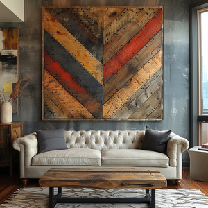 2024 AI Moderne Wohnzimmer möbel Sammlung Kreatives Konzept Design mit bunten geometrischen Mustern Churcher Sofa Wand kunst - Product Image 5