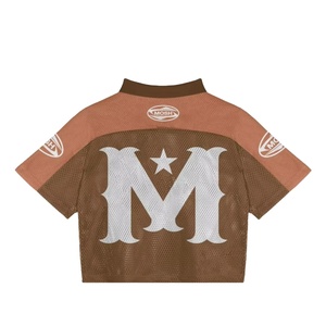 Camiseta de fútbol retro de malla de poliéster con logo personalizado por sublimación, estilo streetwear, según demanda del cliente - Product Image 1