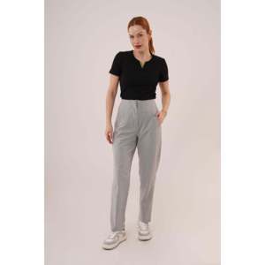 Pantalones Grises de Mujer Lustrin con Doble Pliegue - Pantalones Casuales al por Mayor para Damas, Mezcla de Poliéster, Poliviscosa y Elastano - Product Image 6