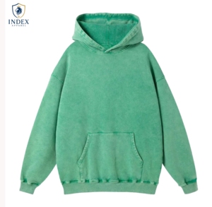 เสื้อฮู้ดดี้ทรงโอเวอร์ไซส์สำหรับทุกเพศ ยี่ห้อ Index Apparel สีเขียวล้วน ผ้าฝ้ายถัก สวมใส่สบายๆ ในฤดูใบไม้ร่วง มีกระเป๋า ดีไซน์เรียบง่าย แขนเสื้อแบบปกติ - Product Image 1