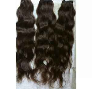 Extensiones de cabello virgen con ondas de templo del sur de la India, extensiones de cabello humano de fábrica de trama de encaje plano doble Remy rizado Natural - Product Image 2