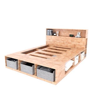 Cama de Pared King-Size Moderna y Minimalista con Cajones de Almacenamiento, Decorativa GN68035, Madera de Caucho Sólido y Roble para Uso Doméstico - Product Image 1