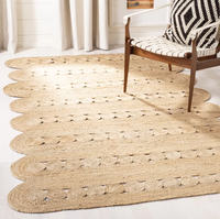 Tapis de sol rectangulaire en jute naturel tressé, épais, à poils moyens, réversible, grande taille, pour usage domestique, chambre, porte