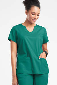 Conjunto médico para mujer Top de manga corta con cuello en V y bolsillos y pantalones a juego - Product Image 5