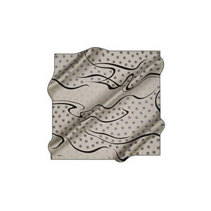 Vintage Beige Silk Crepe Satin <b>Square</b> <b>Scarf</b> with Leopard Print - Product Image 1