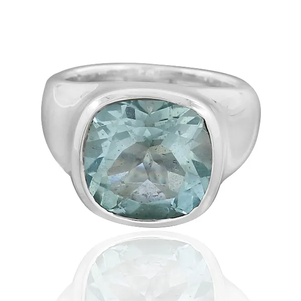 Beat Selling Natural Blue Topaz Edelsteen Gedurfde Handgemaakte Herensieraden Massief 925 Sterling Zilveren Zegelring Met Redelijke Prijs