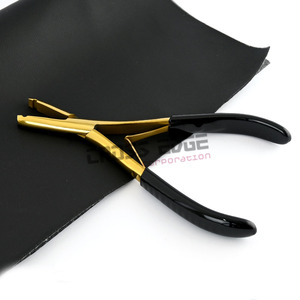 Pince à micro-perle professionnelle de 7 pouces pour extensions de cheveux Outil à un trou à double ressort facile à utiliser en acier inoxydable - Product Image 1
