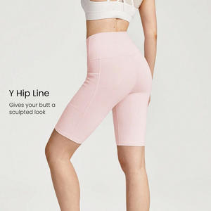 Pantalones cortos de yoga transpirables para mujer impresos personalizados con patrón sólido y diamantes de imitación personalizados OEM Activewear promociones uniformes - Product Image 2