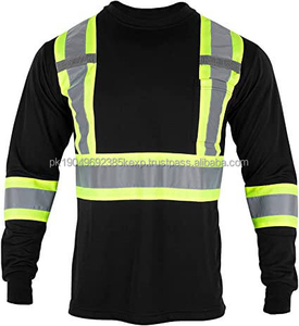 Chemise de travail de haute qualité 100% polyester à manches longues, haute visibilité, chemise de sécurité réfléchissante à haute visibilité pour hommes - Product Image 6