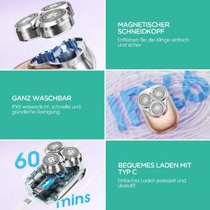 เครื่องโกนขนไฟฟ้าแบบพกพาสำหรับผู้หญิง ชาร์จผ่านพอร์ต Type-C กันน้ำระดับ IPX7 ใบมีดสามใบ สำหรับโกนขนบนใบหน้า บริเวณจุดซ่อนเร้น แขน และขา - Product Image 6