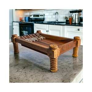 มาใหม่จานไม้มะม่วงแบบดั้งเดิม khatiya | ไม่ซ้ำกันโบราณออกแบบเปลไม้ | ถาดเสิร์ฟเคลือบ - Product Image 6