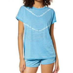 Vente en gros de vêtements de haute qualité pour femmes ensemble d'été en coton 2 pièces chemises et shorts à vendre - Product Image 5