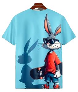 Camiseta de Alta Calidad Ecológica con Logotipo Personalizado, Impresión de Conejo en Serigrafía 3D, Cuello Redondo, Sin Mangas, Corte Holgado, 100% Algodón para Hombre - Product Image 1