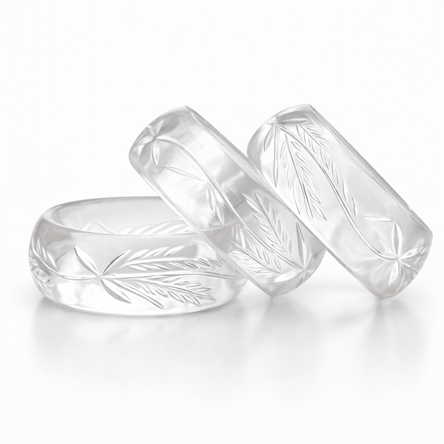 Women's Vintage Geometric Pattern Acrylic Resin Lucite Bangles with Marbled Design