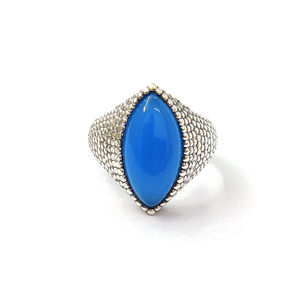 แหวนผู้ชาย Aqua Chalcedony ดีไซน์โดดเด่น ทำด้วยมือจากแพลตตินั่ม ประดับด้วยพลอยทรง Asscher Cut น้ำหนัก 7.9 กรัม เหมาะสำหรับสวมใส่ทุกวัน - Product Image 1