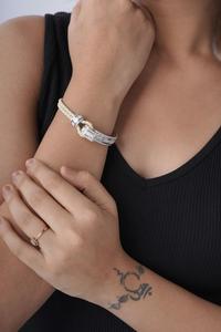 Womens 925 Silver White Moissanite Baguette Knot Leather Bracelet Luxury Adjustable Designer Tennis Bracelet Fine Jewellery <b>Gift</b> - Product Image 1