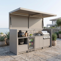 Cuisine extérieure certifiée CE avec pod fermable, texture métallique, pour jardin, cour, abri de cuisine extérieur en acier inoxydable 304