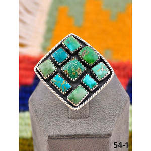 Southwest Handmade Emerald Valley Turquoise & Sterling Silver <b>Adjustable</b> Ring Gift - Product Image 2