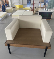 Canapé modulaire moderne commercial à une place en tissu, base en bois, pieds en métal, pour réception, salon, hôpital, hall d'hôtel, mobilier sectionnel