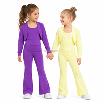 Ensemble de vêtements pour filles, haut à manches longues en tissu yoga, pantalon évasé, tenue pour la pratique de la danse, vêtements scolaires, logo personnalisé, couleur, taille