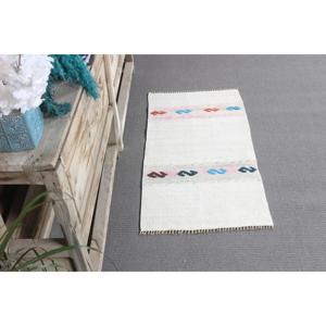 Alfombra Turca de 1.7x3.2 pies, Alfombra Pequeña Vintage, Alfombra Oriental Blanca - Product Image 3