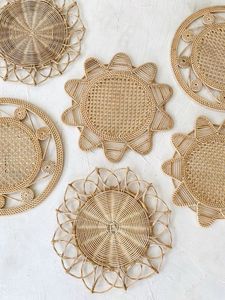 Eco Friendly Rattan <b>Coaster</b> <b>Set</b> Made From Natural Materials Perfect For Environmentally Conscious Homeowners And Decorators - Product Image 4