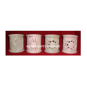 La plus belle pierre ollaire naturelle faite à la main, design assorti, forme ronde, bougeoir chauffe-plat sculpté pour cadeau d'entreprise - Product Image 1