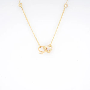 Pendentif coeur et solitaire en or massif 14 carats pour femme Bijoux fantaisie Nelace avec breloques Moissanite - Product Image 1