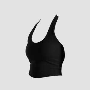 Sujetador deportivo con tirantes y relleno, top halter estampado suave de talla grande para yoga, con forro de elastano negro para actividades deportivas. - Product Image 1