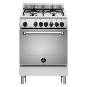 Cocina de gas de 4 quemadores con horno eléctrico AMERICANA AMN664EXV 24 Inox Clase A (59,5x60x85,3cm) - Product Image 1