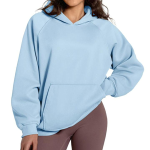Sweat-shirts à épaules tombantes surdimensionnés pour femmes de qualité supérieure, couleur unie, logo personnalisé, pull vierge 100% coton, vêtements d'hiver - Product Image 1