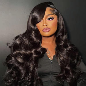 Оптовая продажа, бразильские 100% человеческие волосы, волнистый парик на фронтальной сетке, натуральный Швейцарский парик высокой четкости, прозрачный парик на фронтальной сетке - Product Image 1