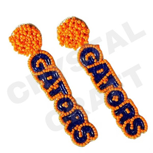 Boucles d'oreilles perlées ananas pour femme couleur patriotique orange blanc bleu pour mariage ou jour commémoratif - Product Image 3